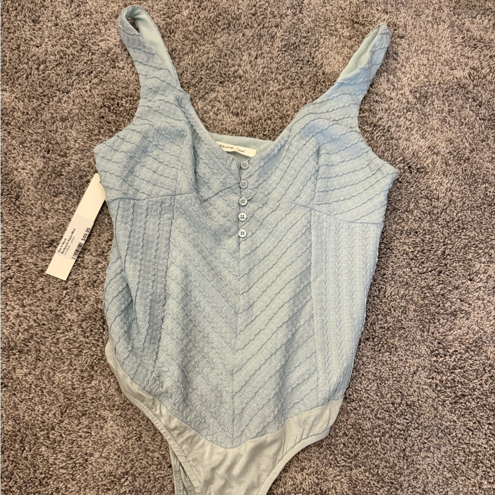 Mustard Seed Light Blue Textured Baby One-Piece Bodysuit